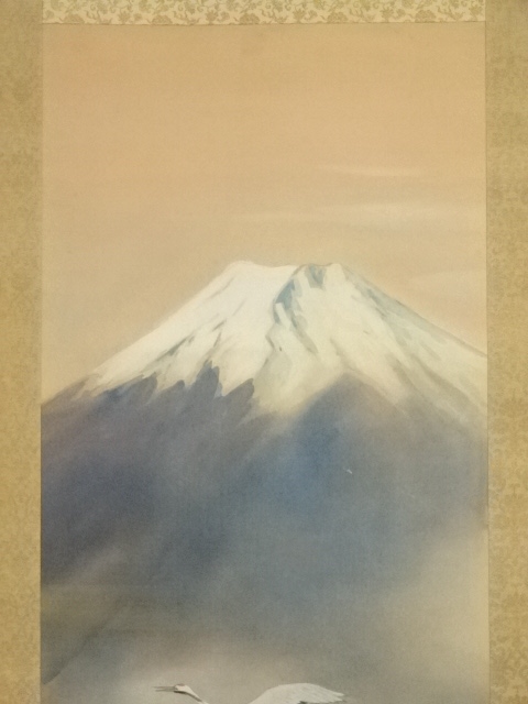 道具 ] - 道具 堀江春斎筆 富士双鶴 肉筆絹本掛軸（共箱・二重箱